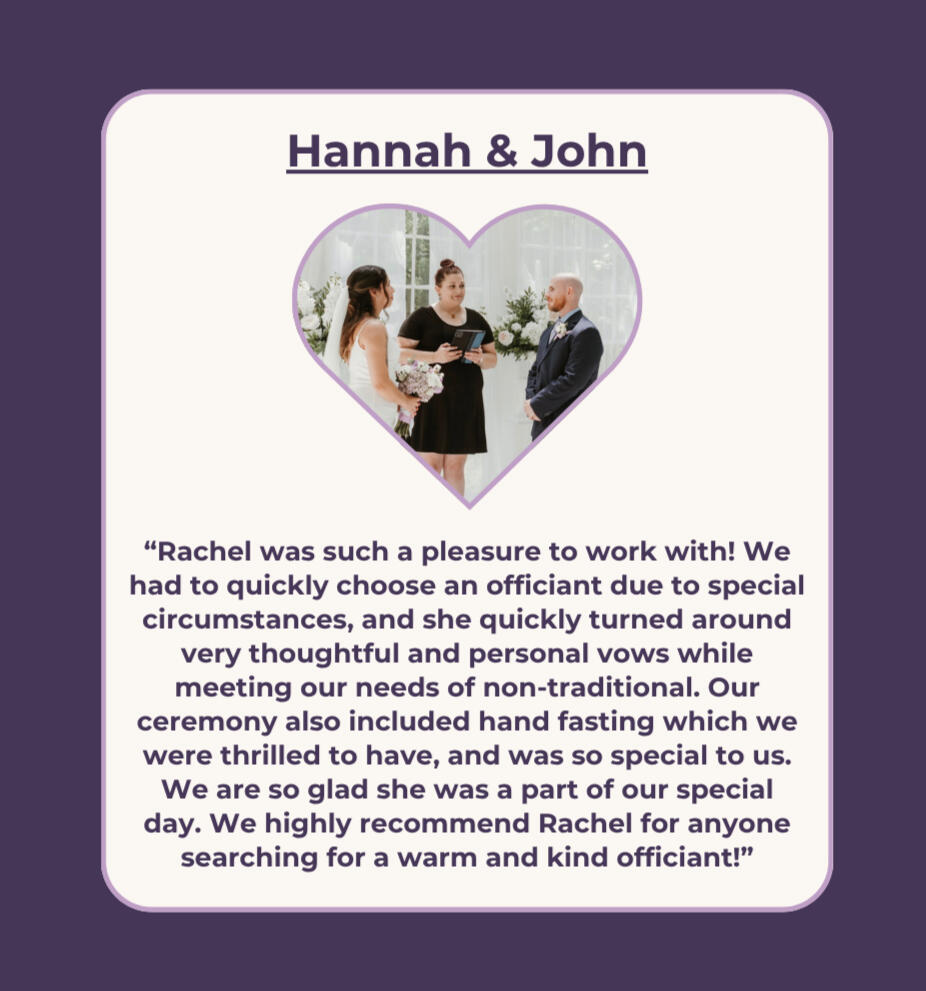 Review from couple and a photo from their ceremony