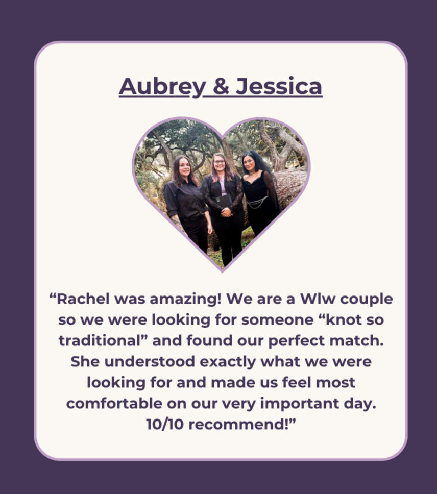 Review from couple and a photo from their ceremony