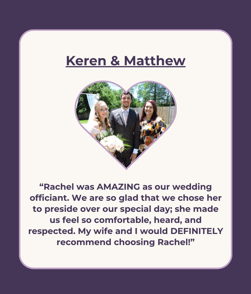 Review from couple and a photo from their ceremony